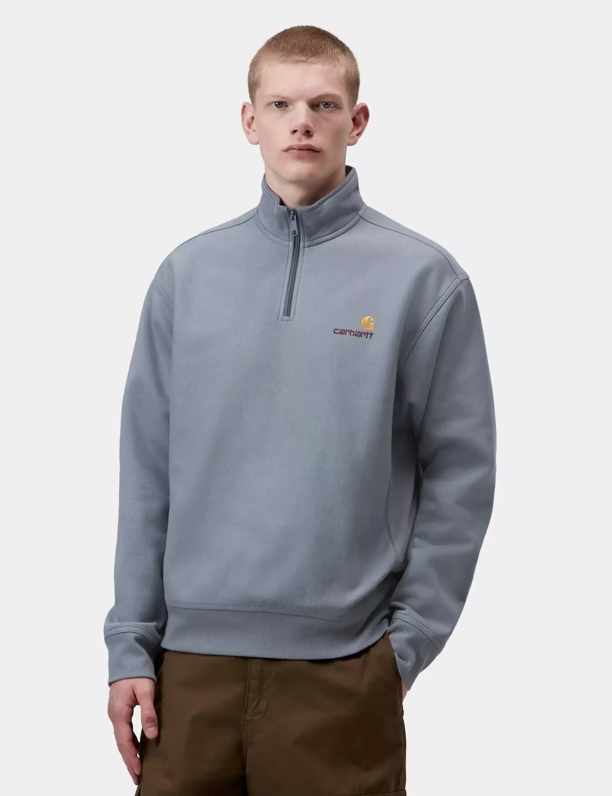 Carhartt WIP American Script Half Zip Sweatshirt - Shady Blue