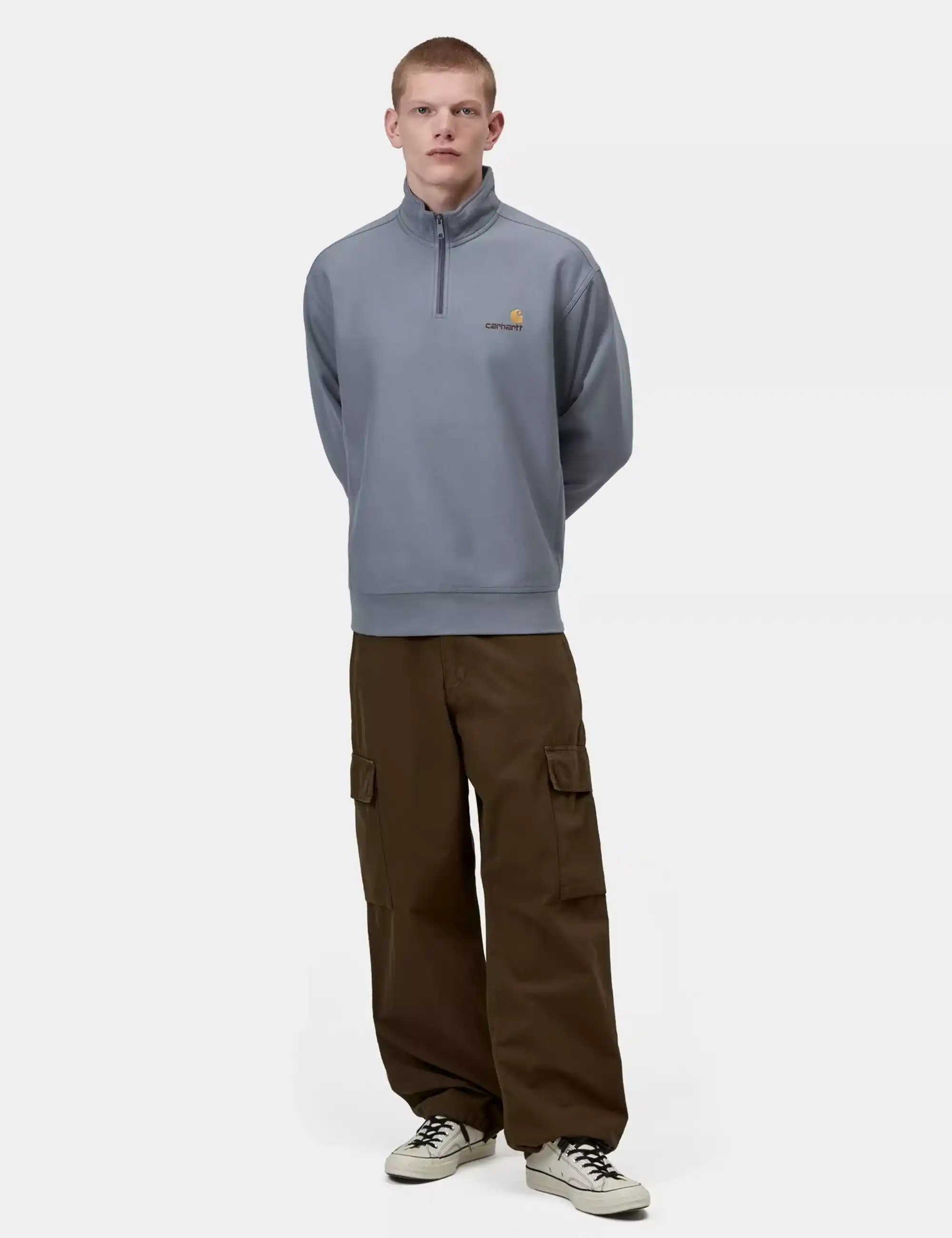 Carhartt WIP American Script Half Zip Sweatshirt - Shady Blue