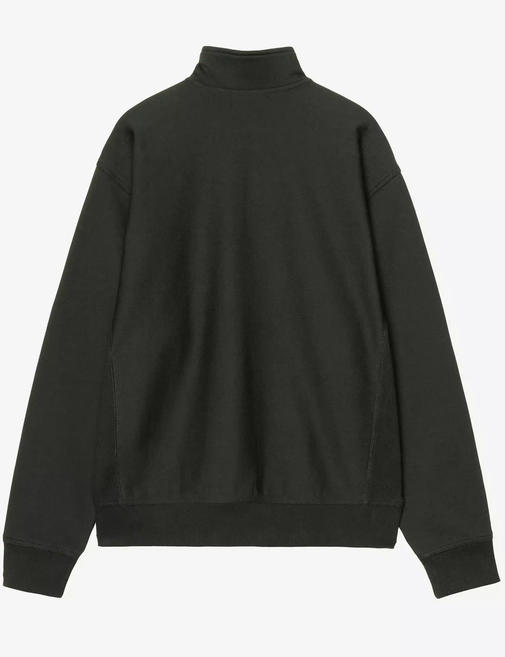 Carhartt WIP half-zip sweatshirt, dark green, high collar, back view