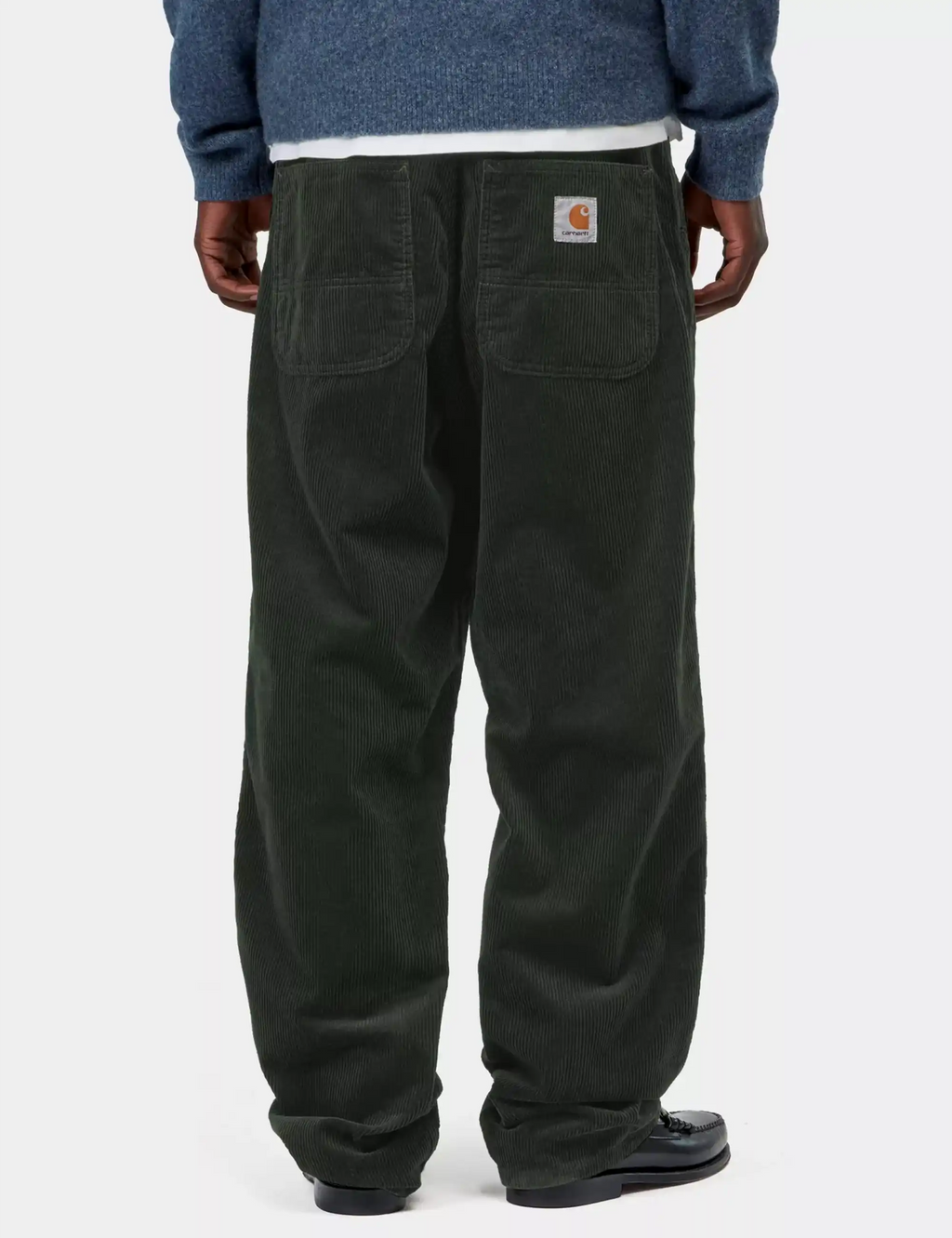Carhartt WIP Simple Pant, dark green corduroy with back yoke and patch pockets