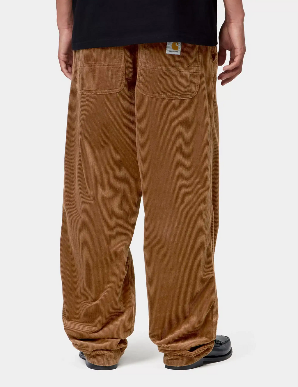 Brown corduroy pants, relaxed fit with back patch pockets and small inner label