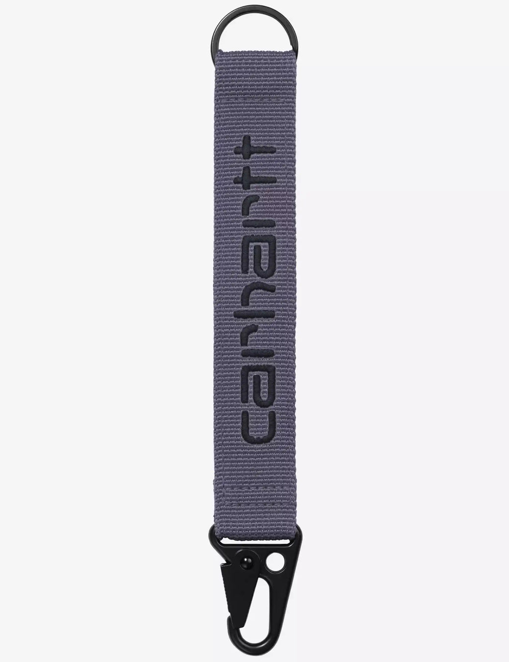 Carhartt WIP keyholder strap in purple with black hook and printed logo