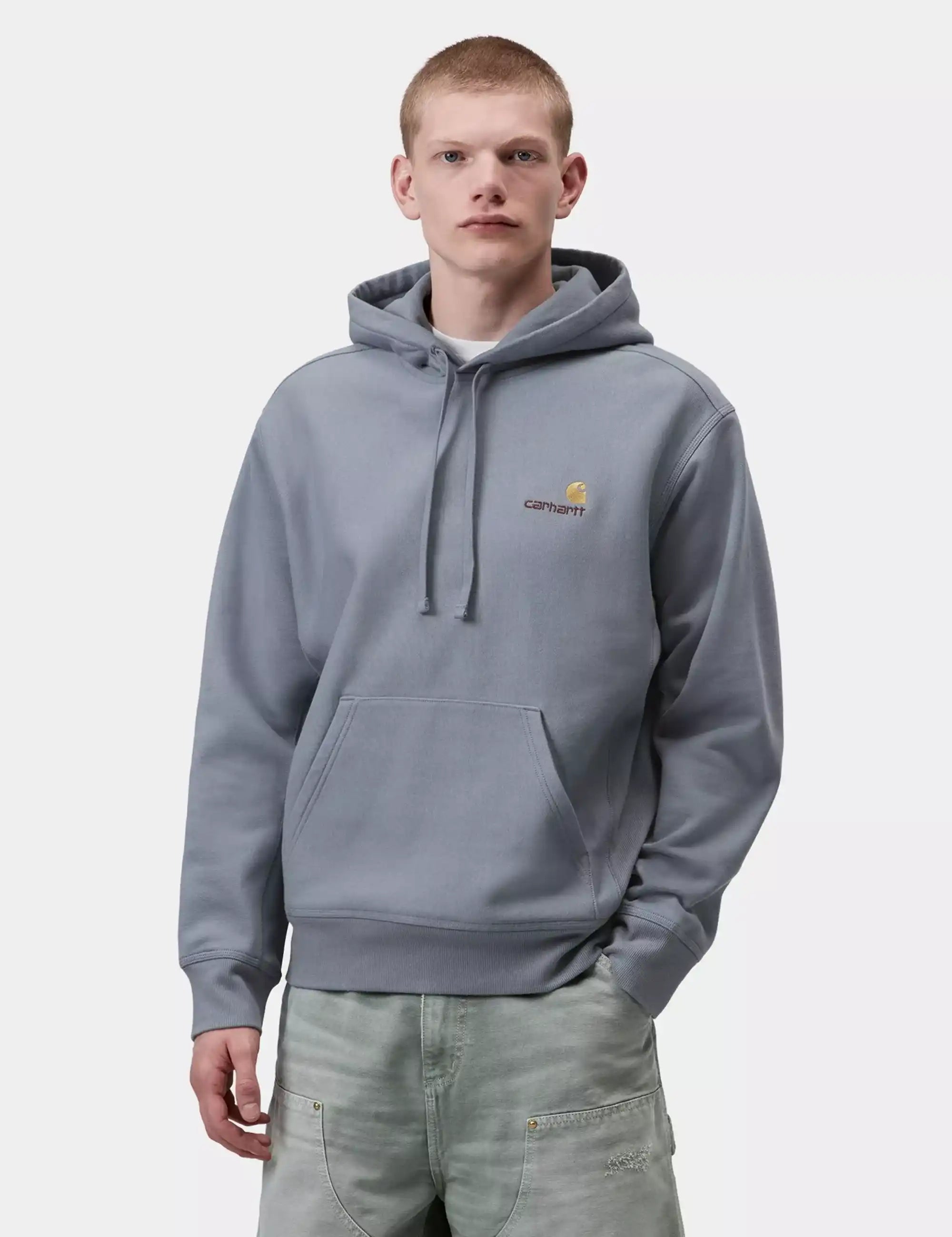 Carhartt WIP American Script Hooded Sweatshirt - Shady Blue