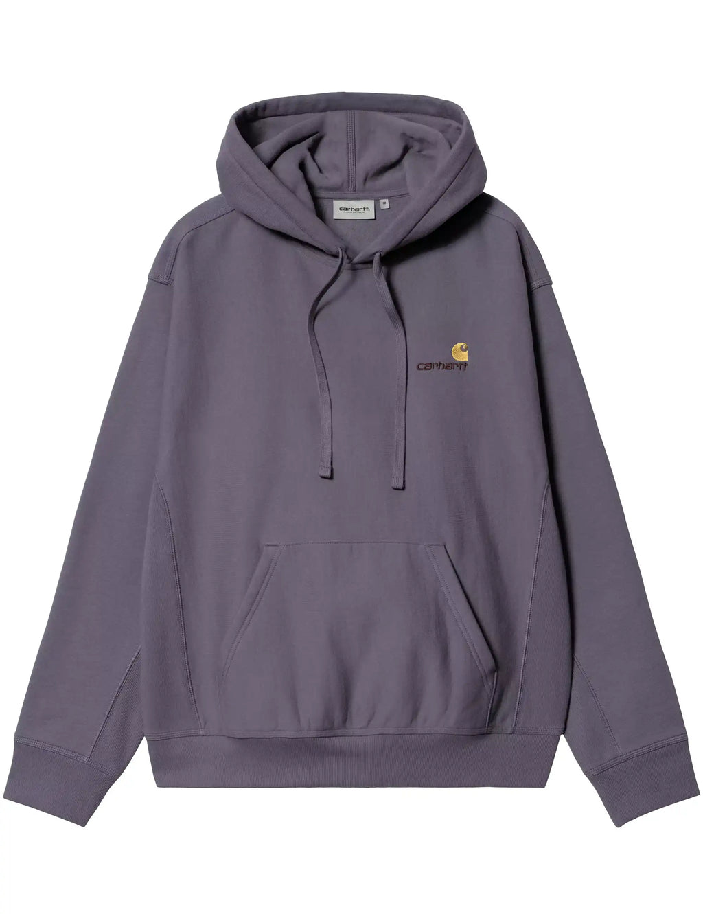 Shady purple hooded sweatshirt front; drawstring hood, kangaroo pocket, chest script logo