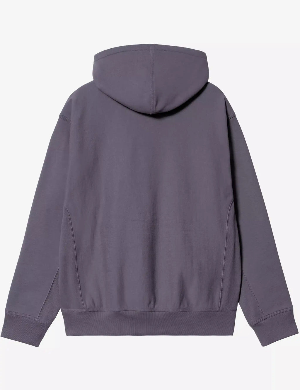 Back view Shady purple hooded sweatshirt with drawstring hood and kangaroo pocket