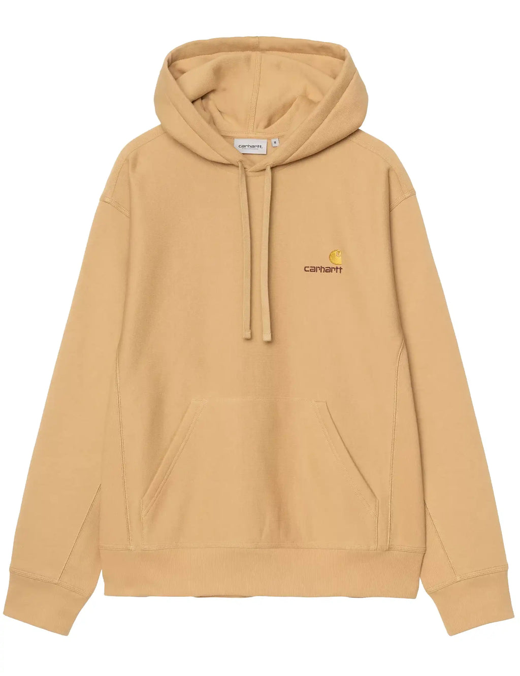 Dusty tan Carhartt WIP hooded sweatshirt with drawstring hood and kangaroo pocket