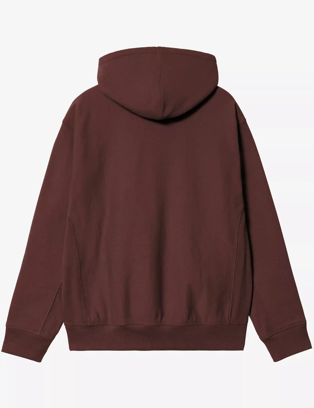 Carhartt WIP maroon back view hooded sweatshirt with drawstring hood