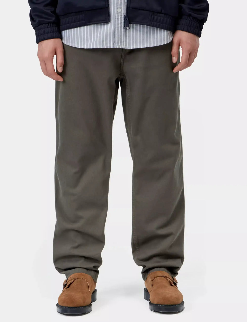 Olive Flint pant with elastic ankle cuffs, relaxed straight leg, side pockets