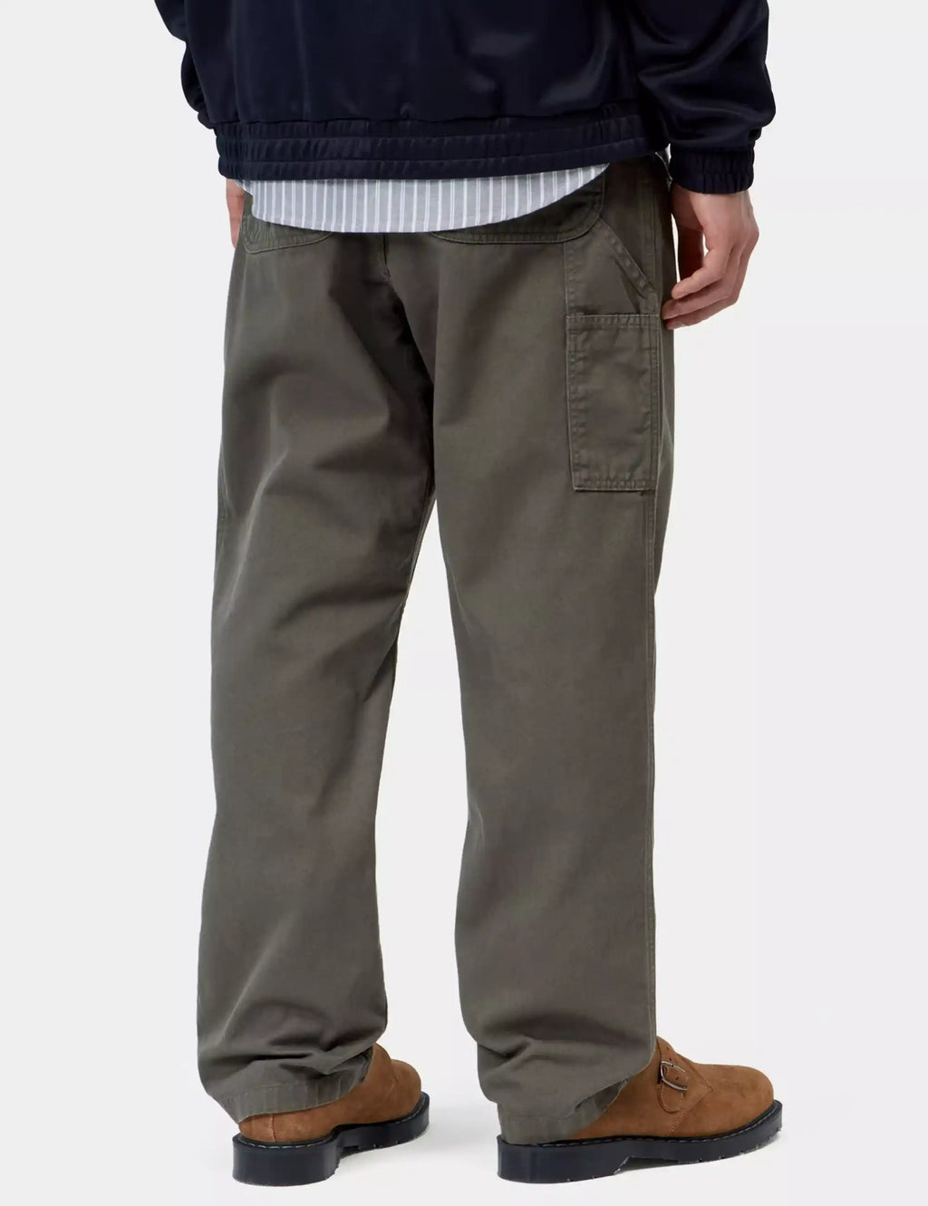 Olive Flint pant with side cargo pocket and elastic hem cuff