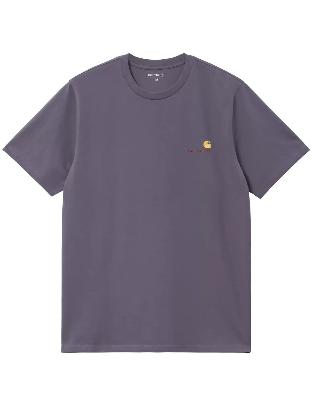 Men's short-sleeve T-shirt in shady purple with small chest script logo