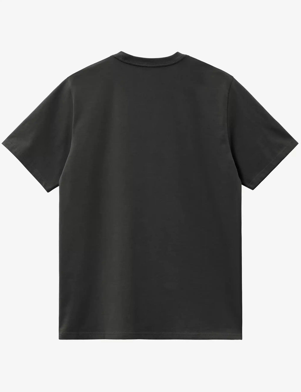 Black short-sleeve T-shirt, crew neck, back view with no visible print