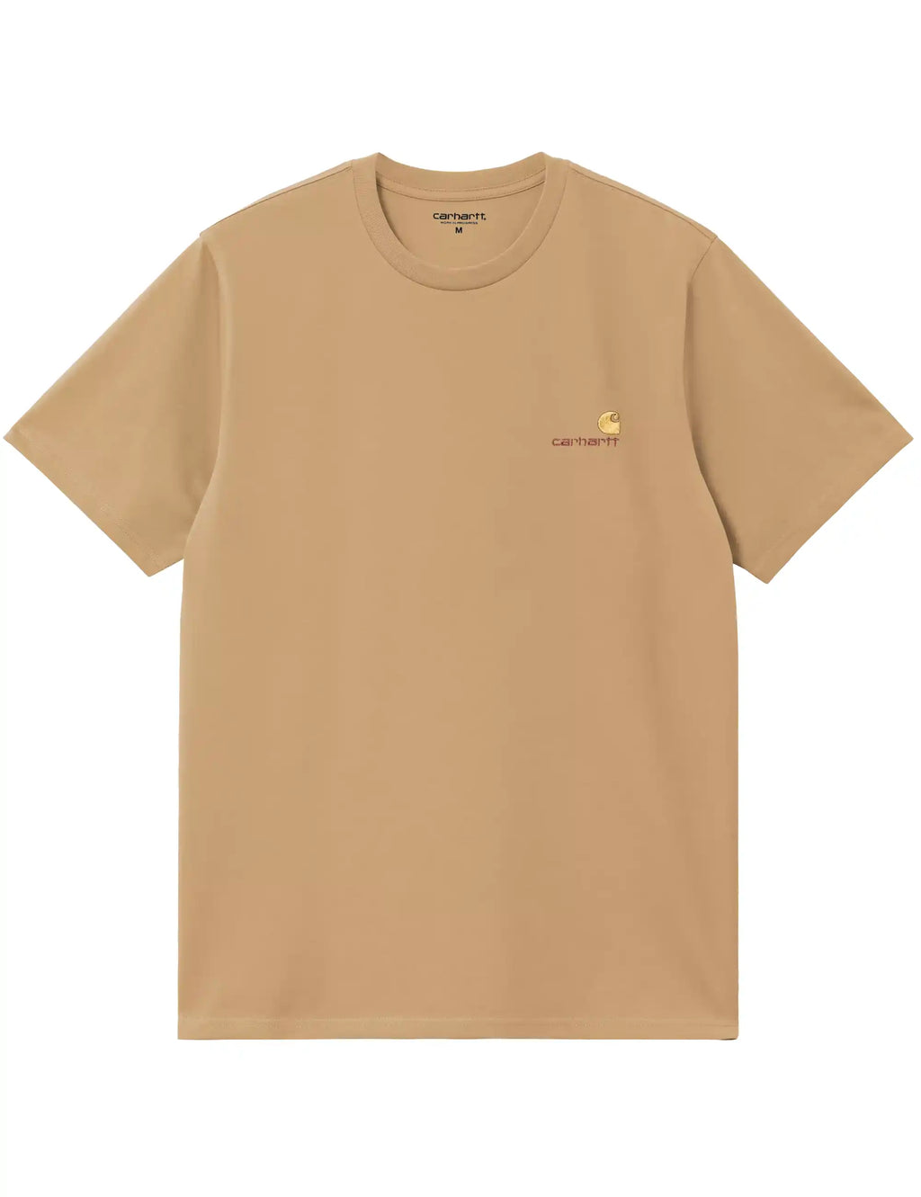 Carhartt WIP dusty tan T-shirt with small chest logo and crew neck