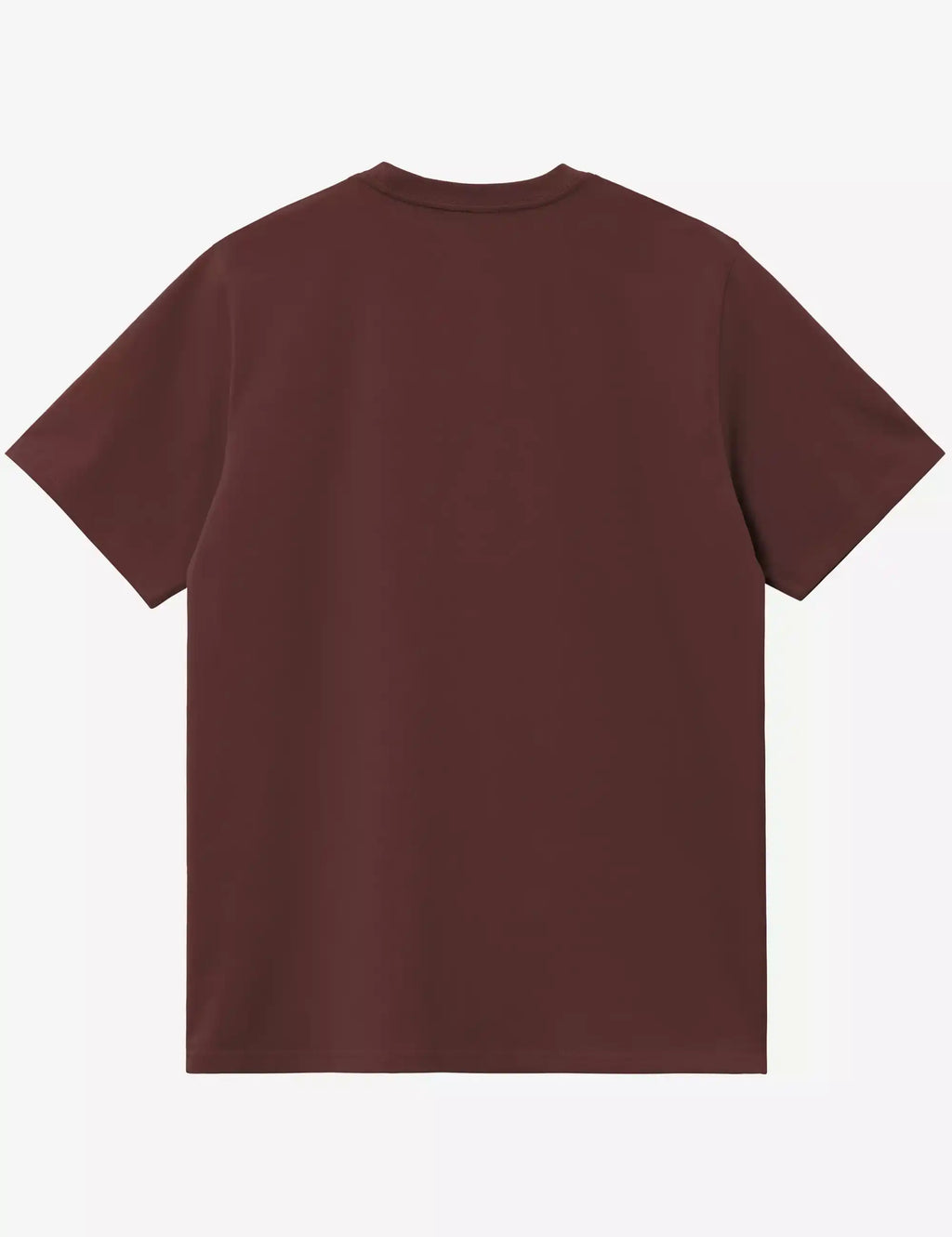 Maroon T-shirt, back view with crew neck and short sleeves