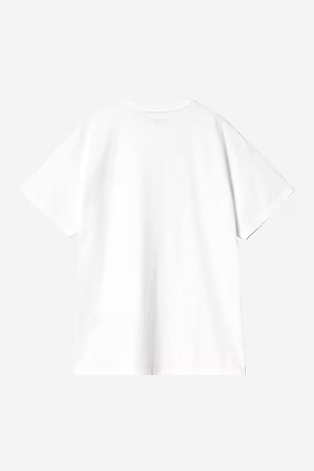 White crew-neck T-shirt, plain back view with short sleeves