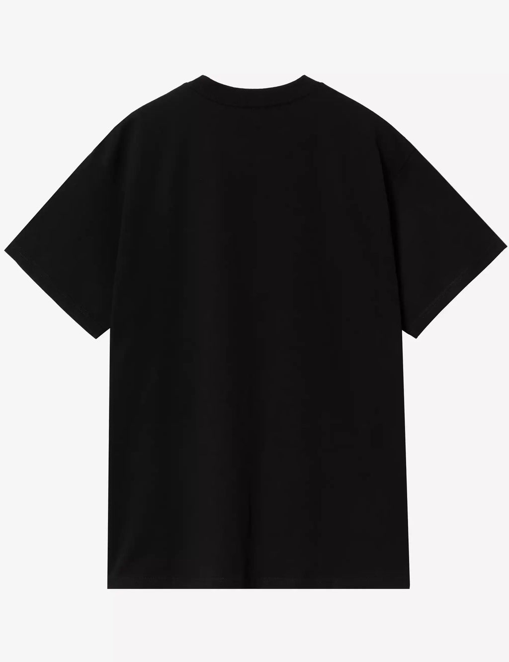 Black crew-neck T-shirt back view, plain and unbranded