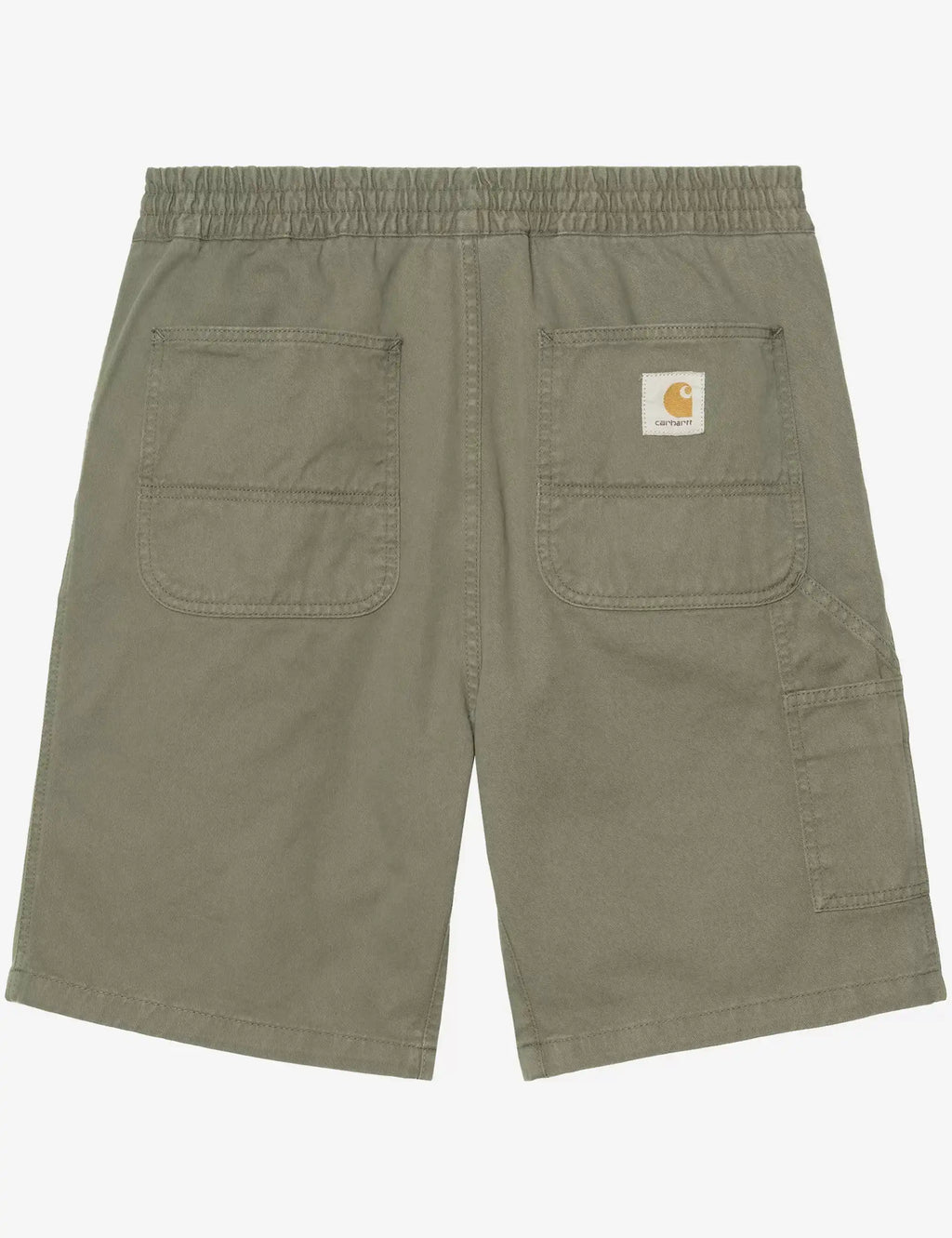 Men's leaf green shorts with drawstring waist and side logo patch