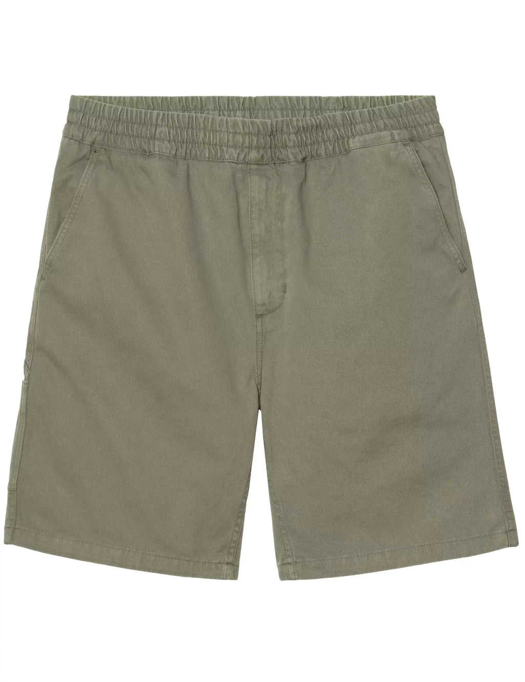Men's leaf green shorts with elastic waistband and relaxed straight legs