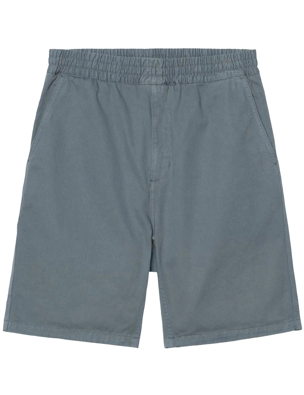 Cozy blue cotton shorts with elastic waistband and relaxed straight-leg cut