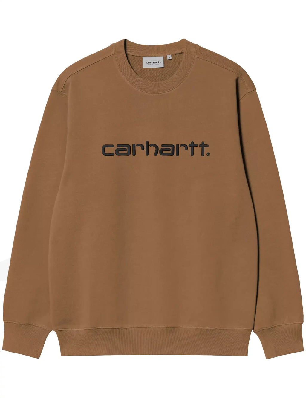 Carhartt crew sweatshirt in brown with Carhartt logo on chest