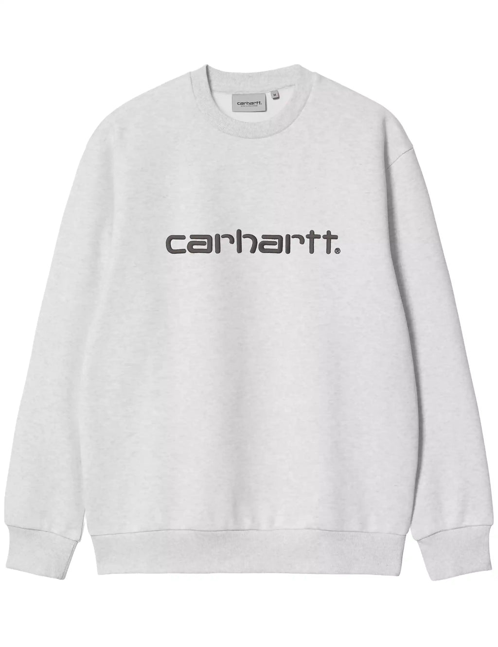 Carhartt crew sweatshirt in ash heather with graphite front logo