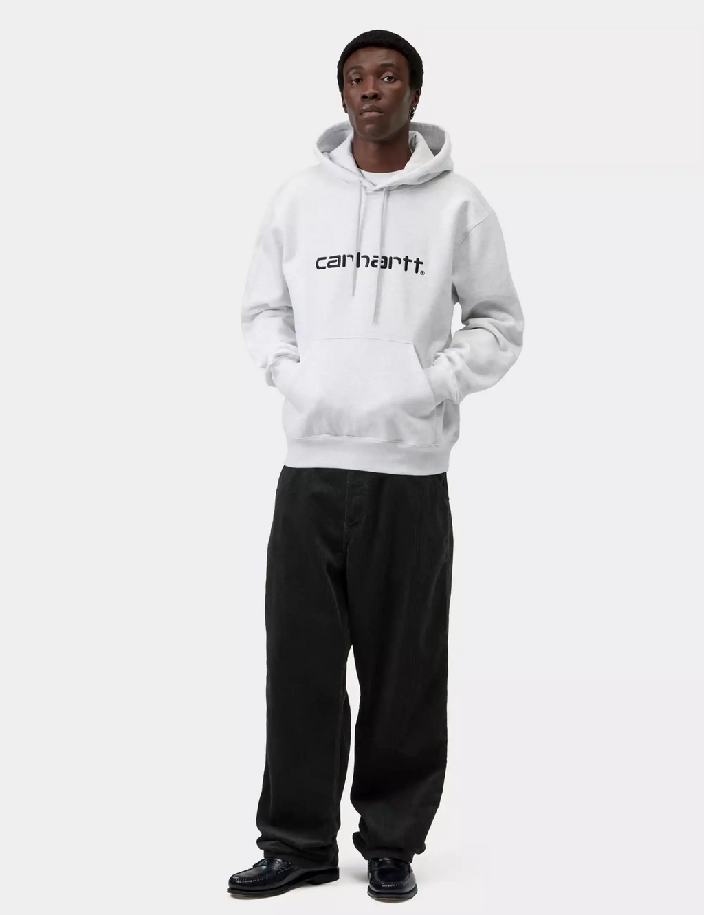 Carhartt WIP Carhartt Hooded Sweatshirt in Ash Heather/Graphite — detail 4