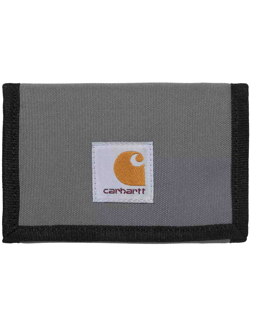 Alec wallet dark gray fabric with Carhartt logo patch front