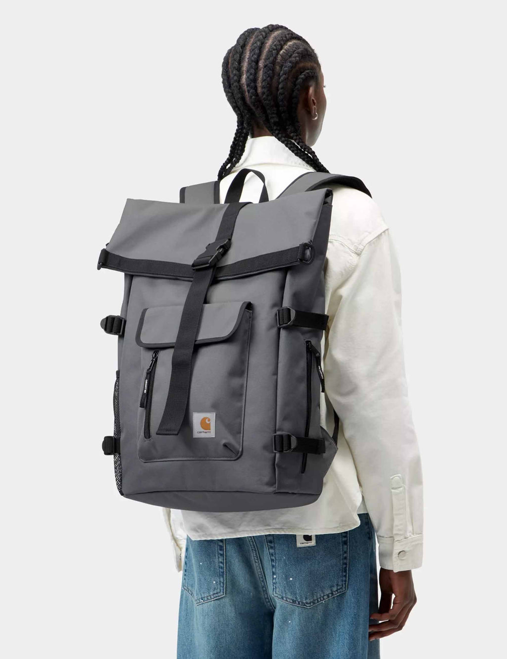 Philis 22L backpack in dark gray with front flap pocket and side straps