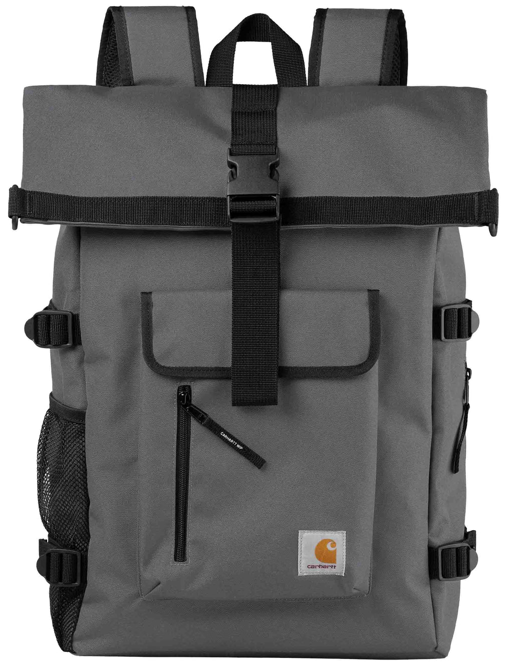 Philis 22L dark gray backpack with top handle, front flap, and adjustable buckles