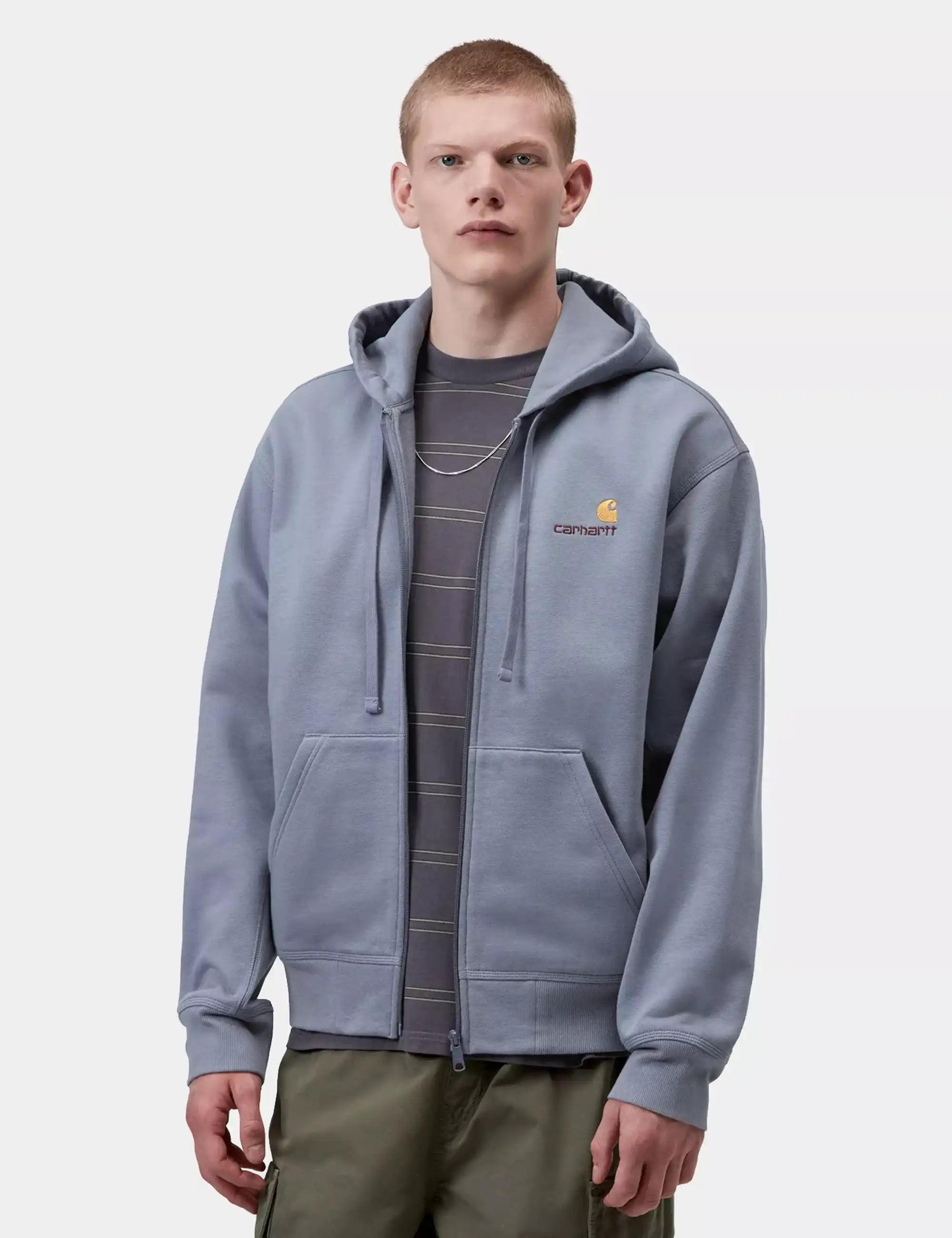 Carhartt WIP American Script Hooded Jacket - Shady Blue