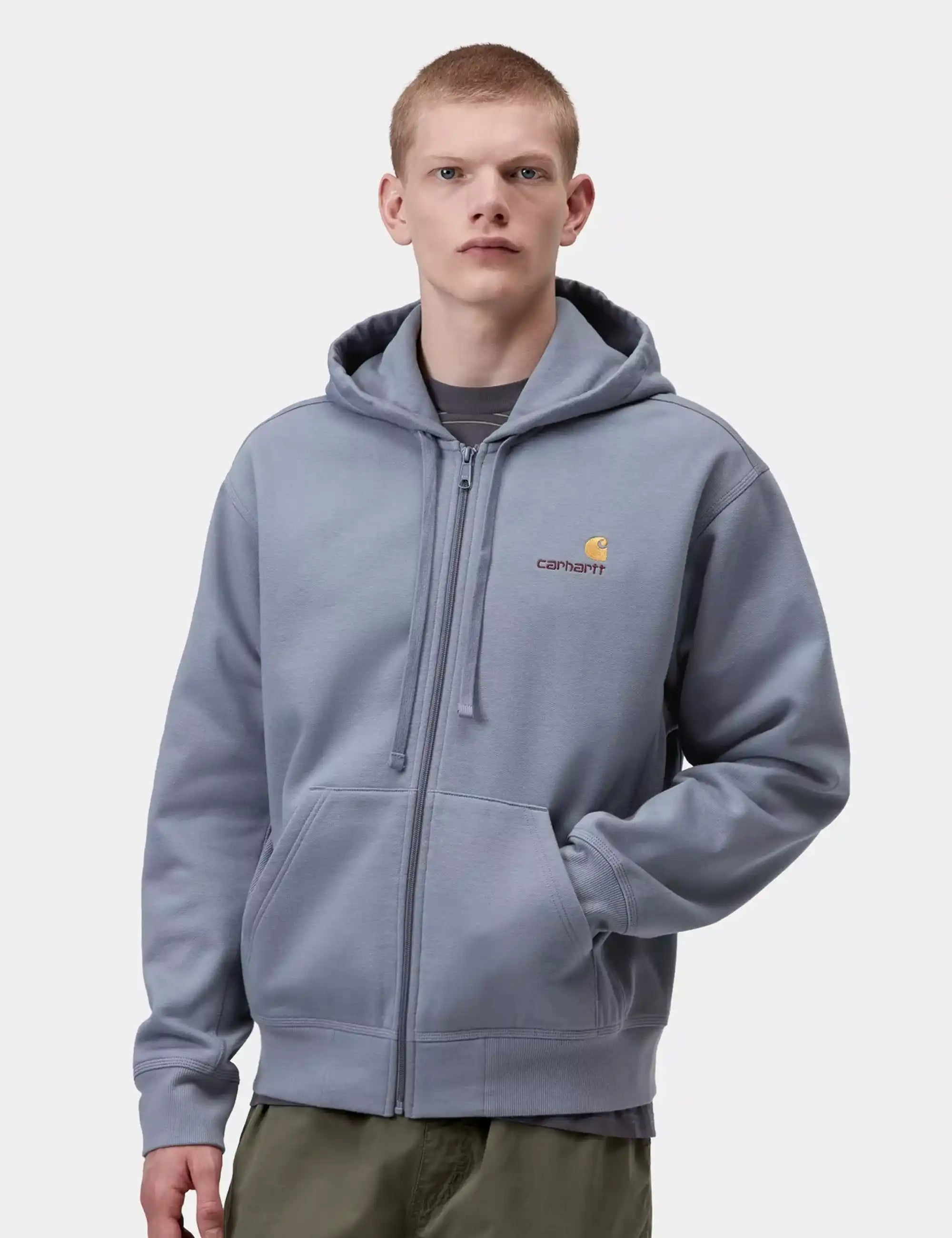Carhartt WIP American Script Hooded Jacket - Shady Blue