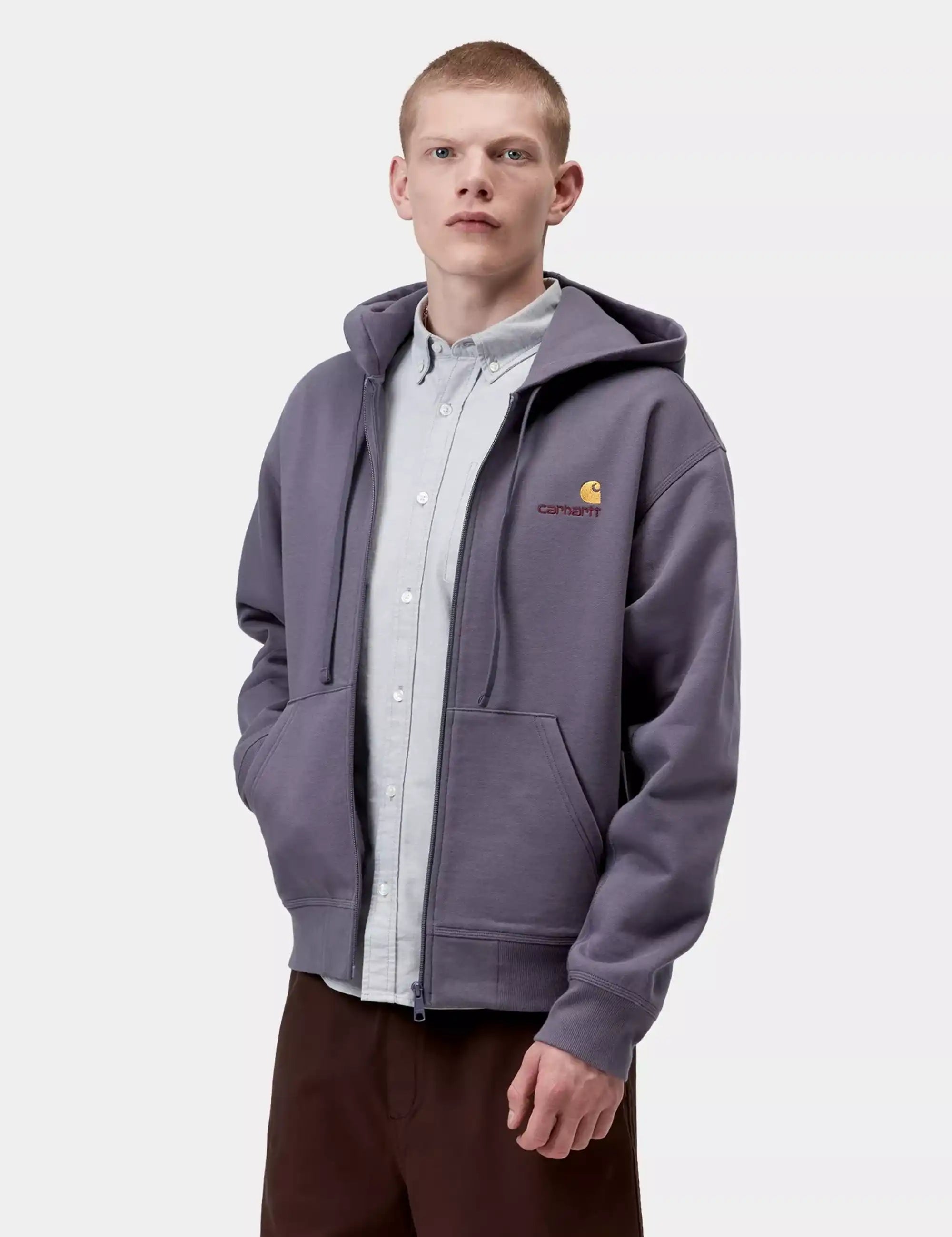 Carhartt WIP American Script Hooded Jacket - Shady Purple