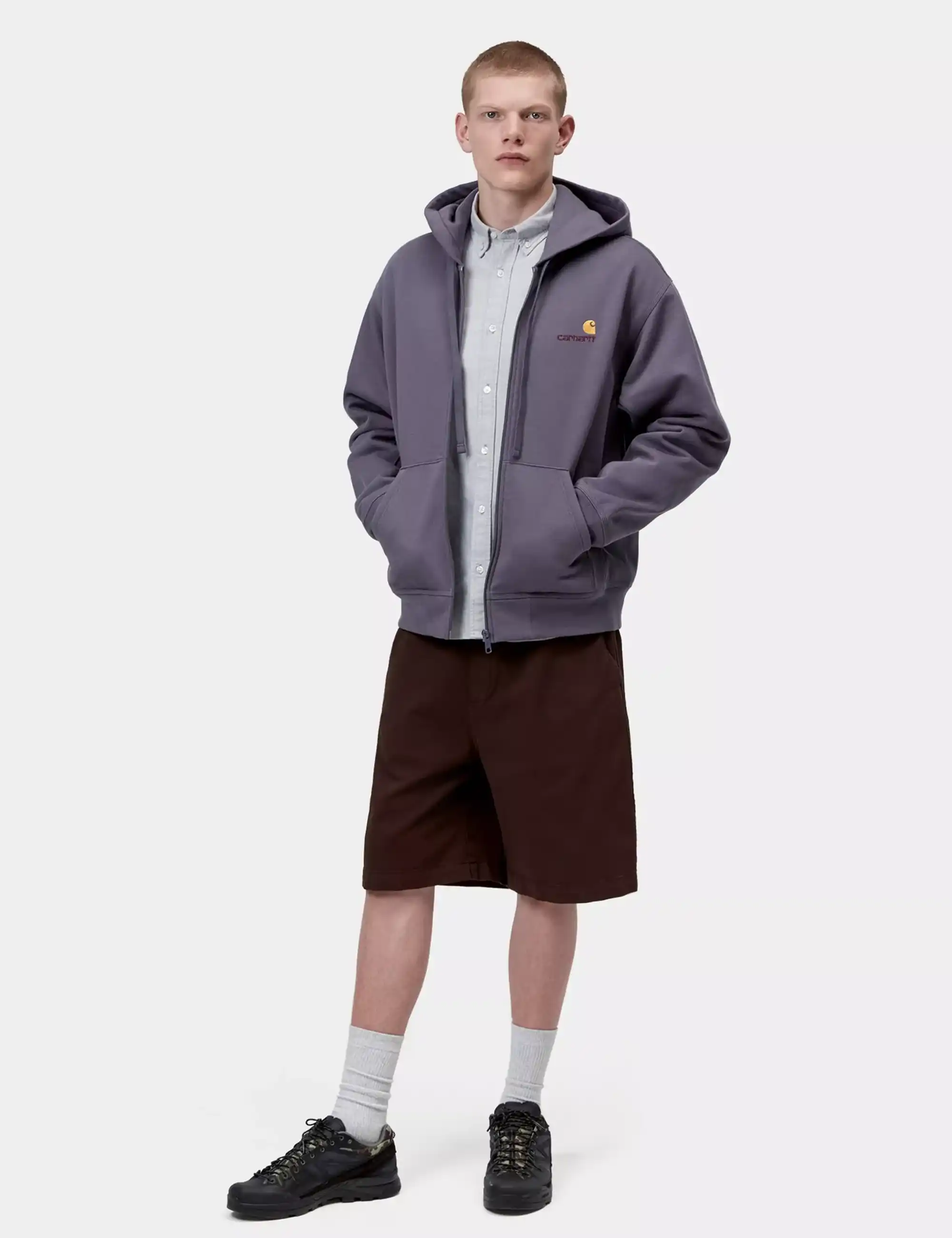 Carhartt WIP American Script Hooded Jacket - Shady Purple