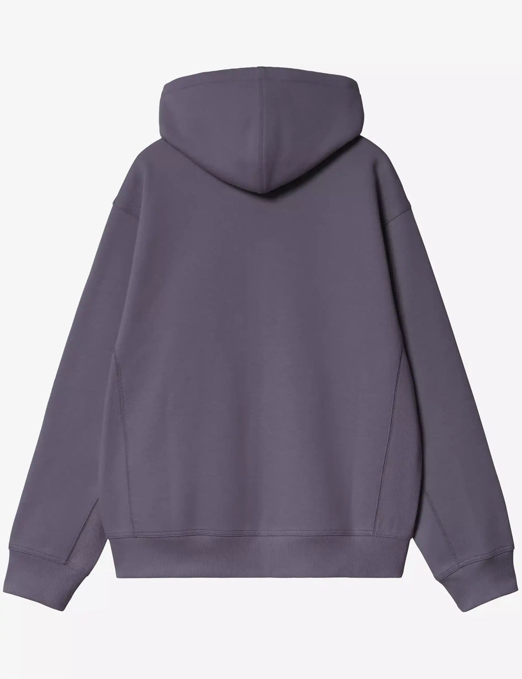 Purple hooded zip jacket with full back view and hood