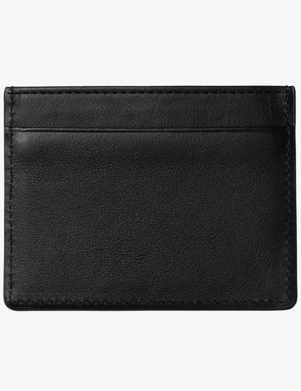 Black leather cardholder with plain back and stitched card-slot divider