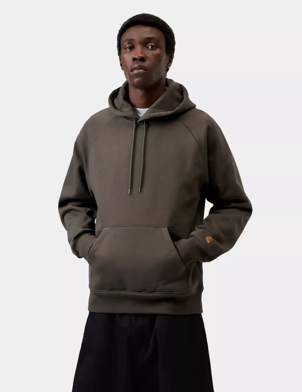 Carhartt WIP Chase Hooded Sweatshirt in Shungite/Gold — detail 1