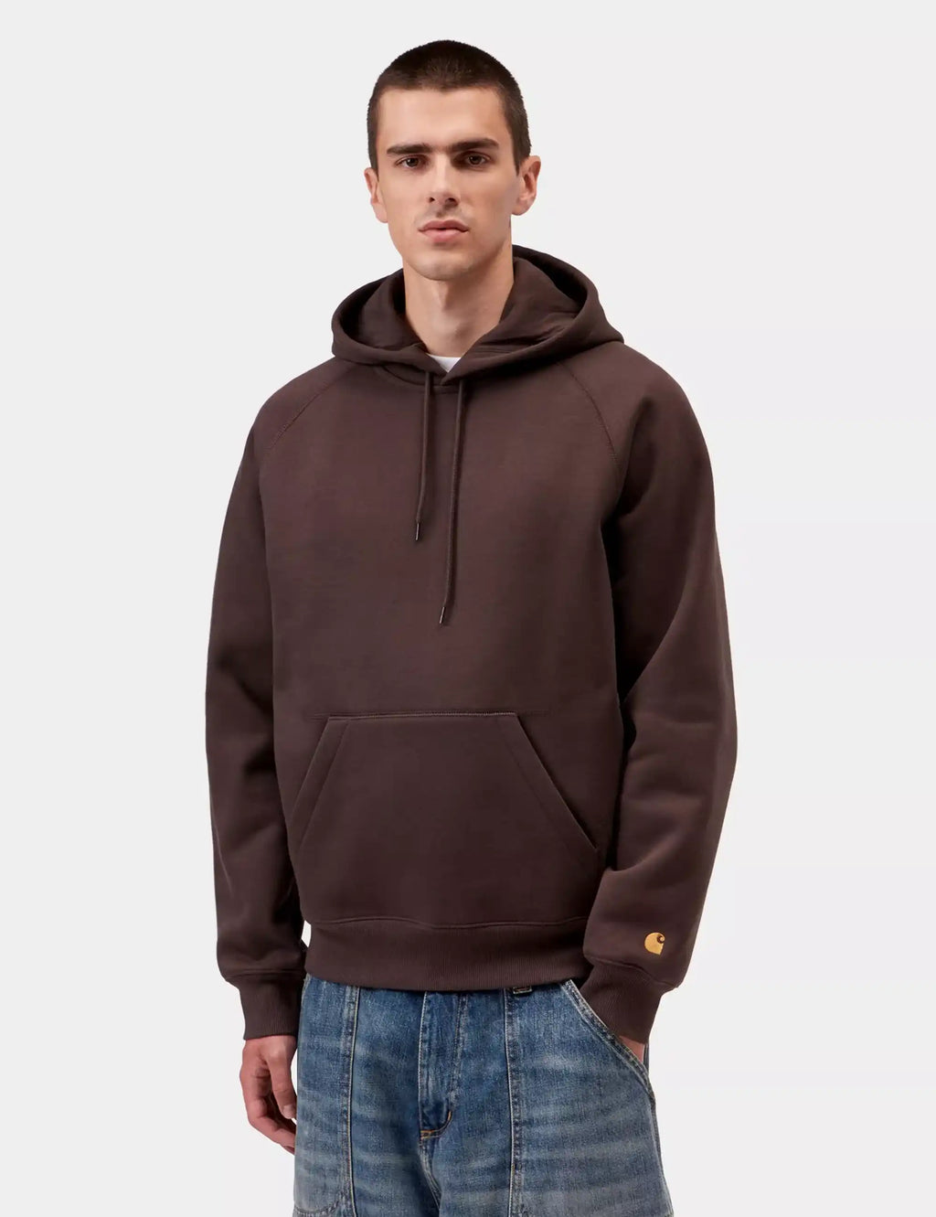 Carhartt WIP Chase Hooded Sweatshirt in Palisander/Gold — detail 1