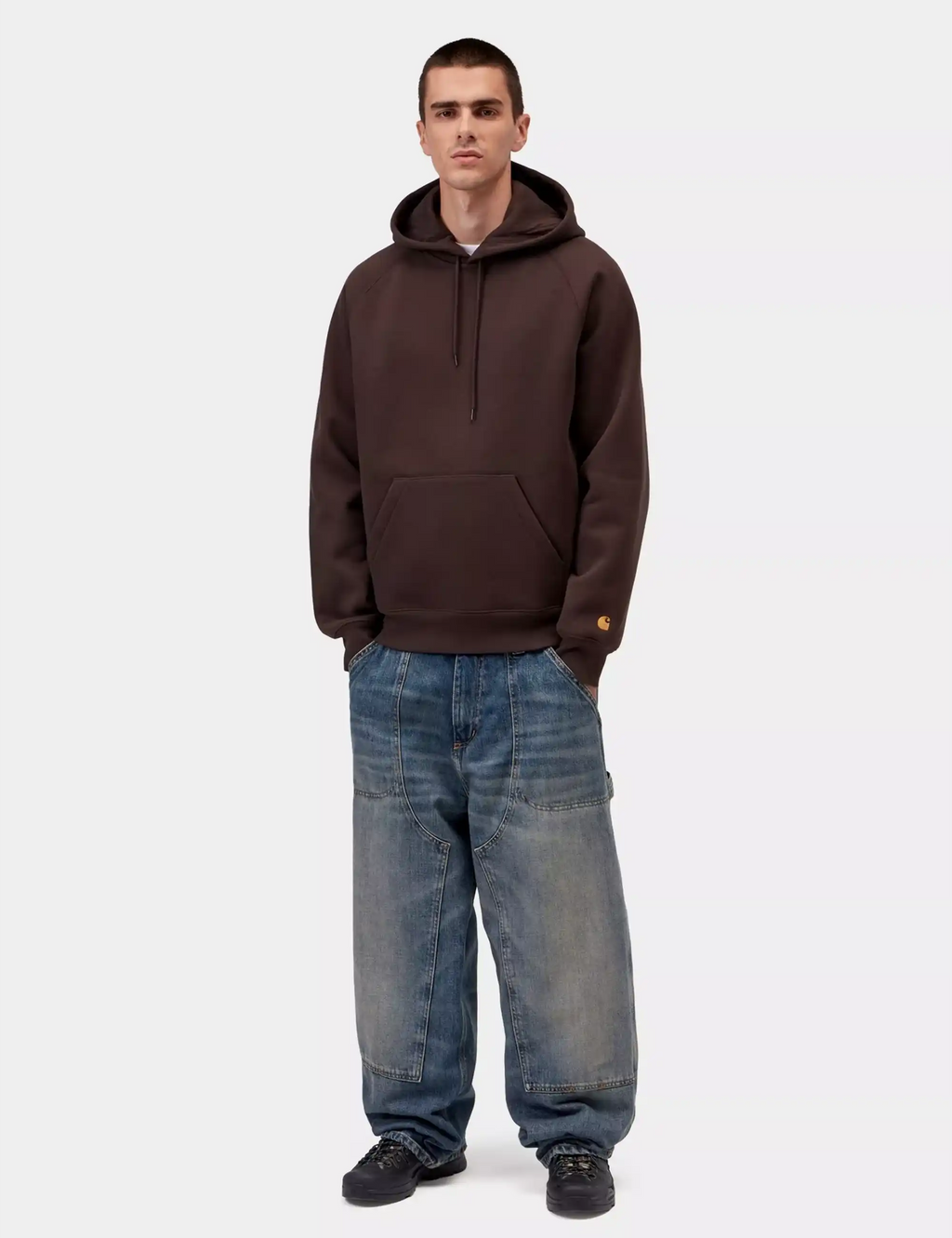 Carhartt WIP Chase Hooded Sweatshirt in Palisander/Gold — detail 4