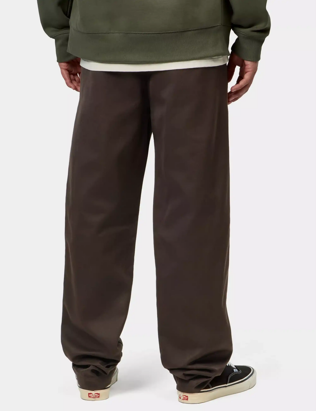 Tobacco brown work pants with side pockets and elastic cuff hems