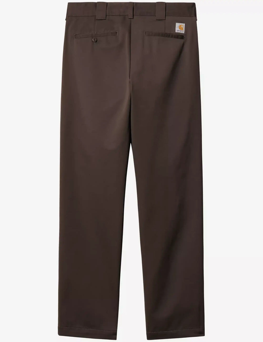 Tobacco brown straight pants with belt loops, button closure, and front pockets