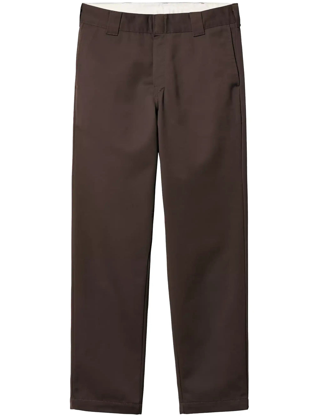 Tobacco brown straight pants with belt loops and relaxed, roomy leg cut