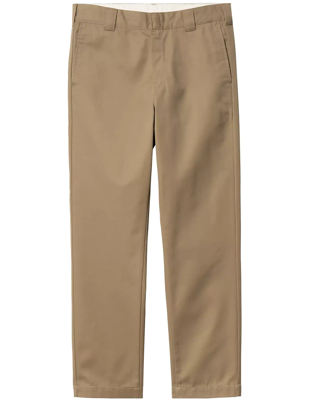 Beige leather pants flat lay back view with waistband and belt loops
