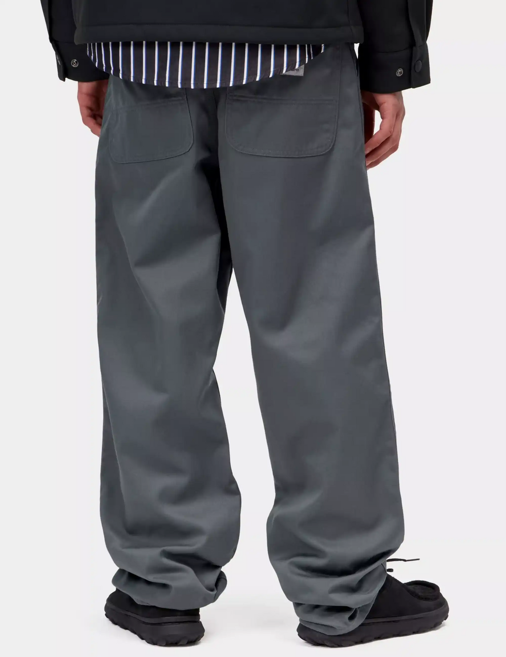 Relaxed pants in dark slate gray with back patch pockets and cuffed hem
