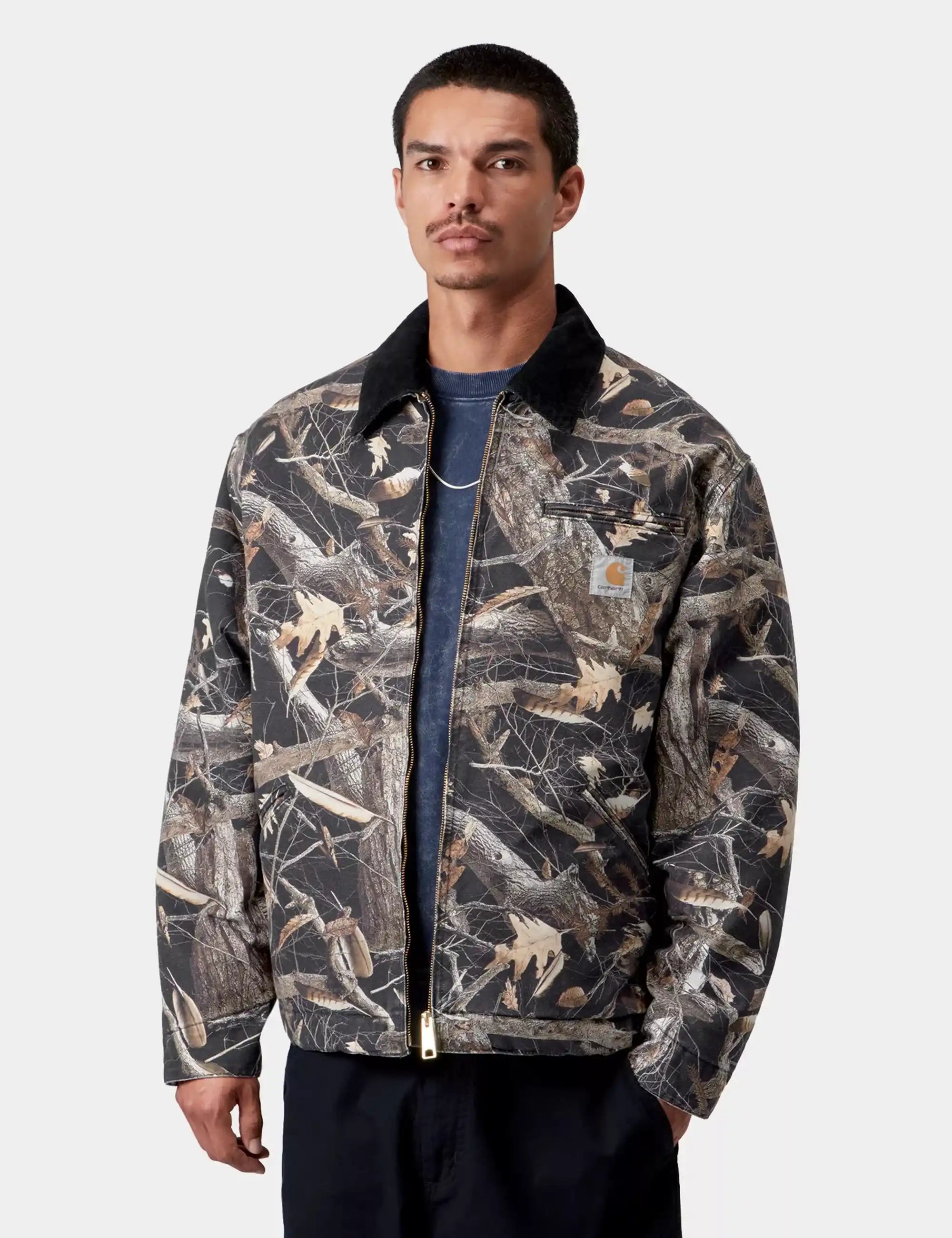 Carhartt WIP OG Detroit Jacket - Camo Feather Tree, Black/Black