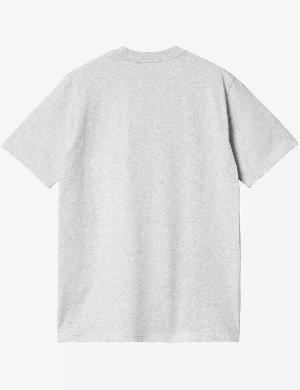 Ash heather T-shirt, back view, crew neck, short sleeves