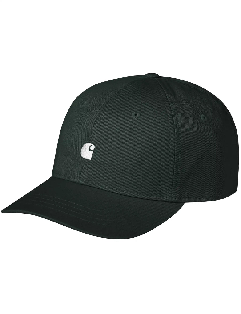 Dark green baseball cap with white logo patch on the front
