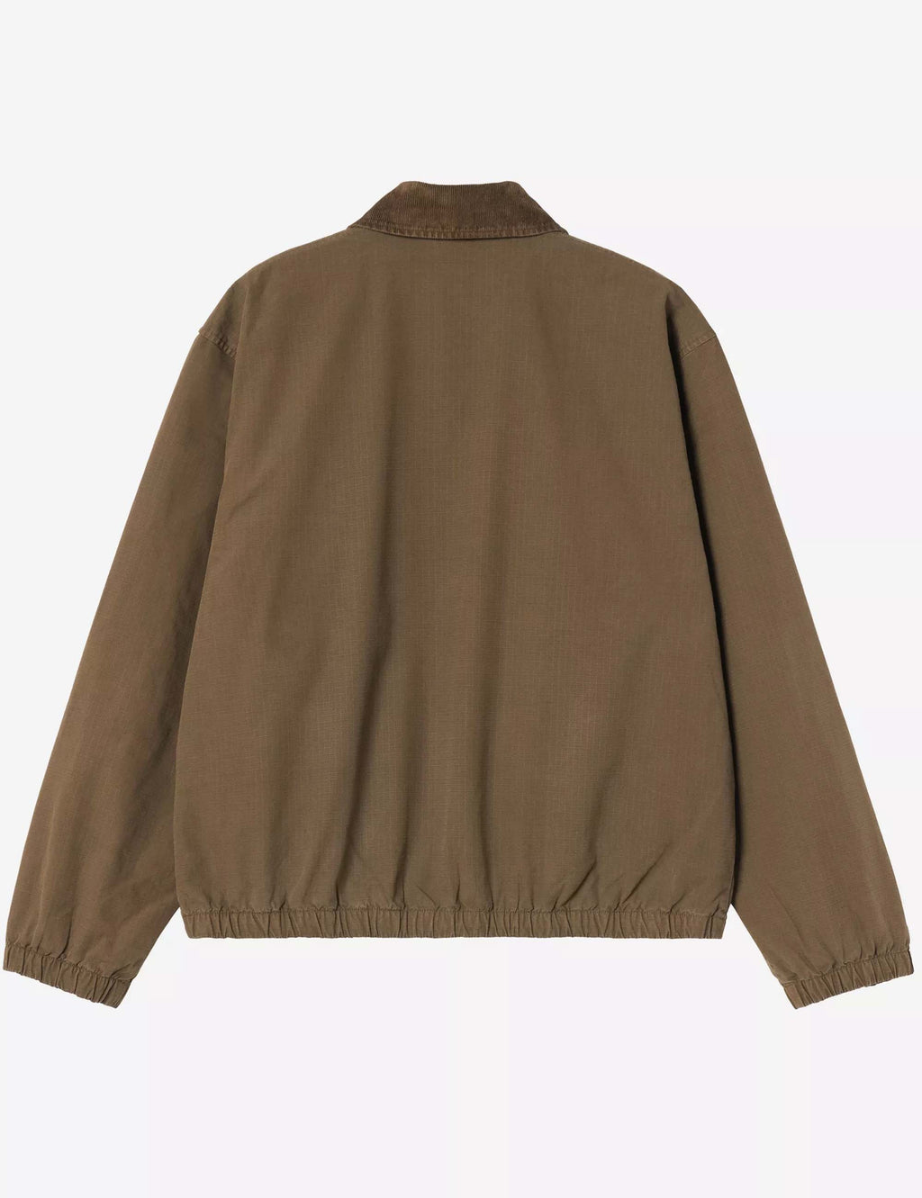 Dark beech ripstop jacket back view with ribbed hem and cuffs