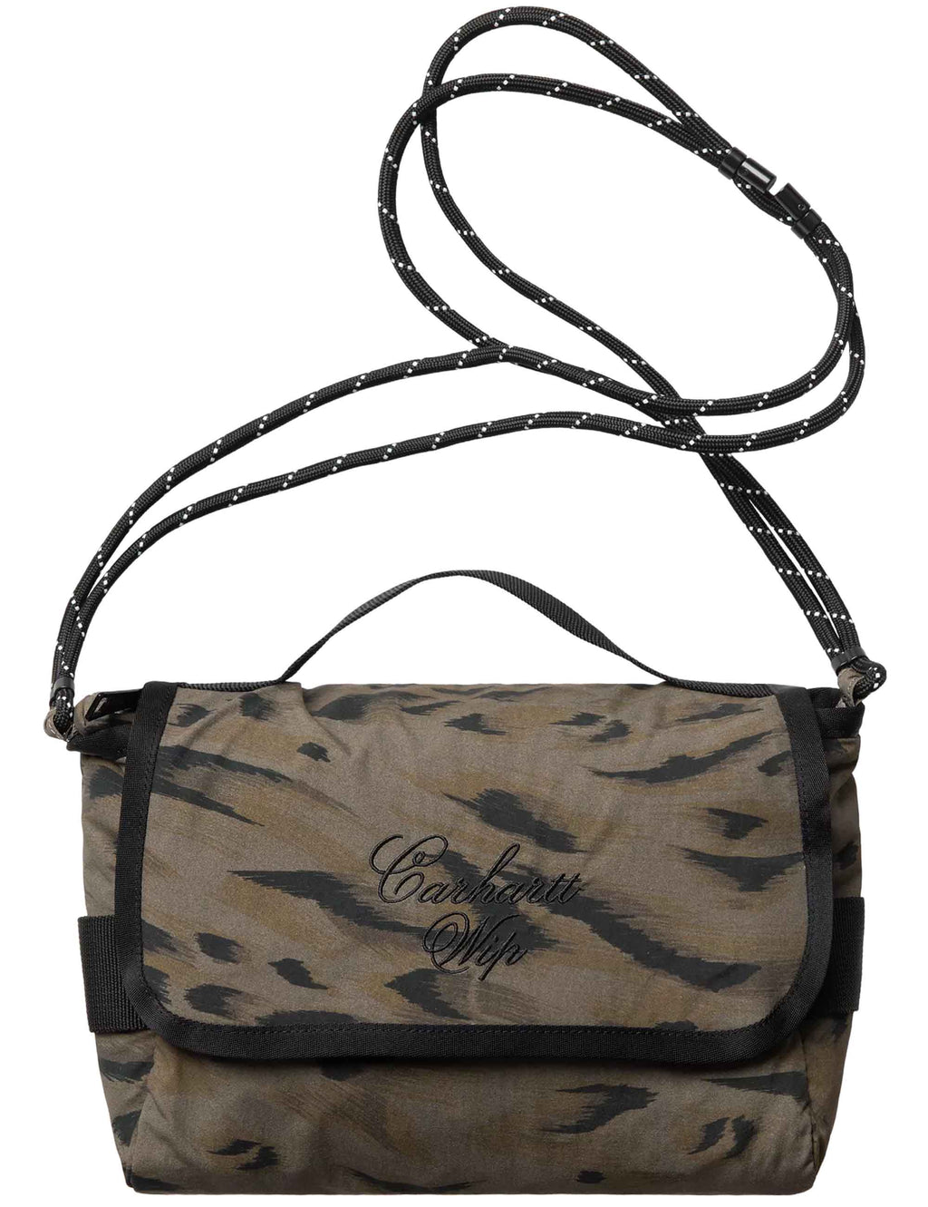 Travon duck-feather print shoulder bag with adjustable black studded strap
