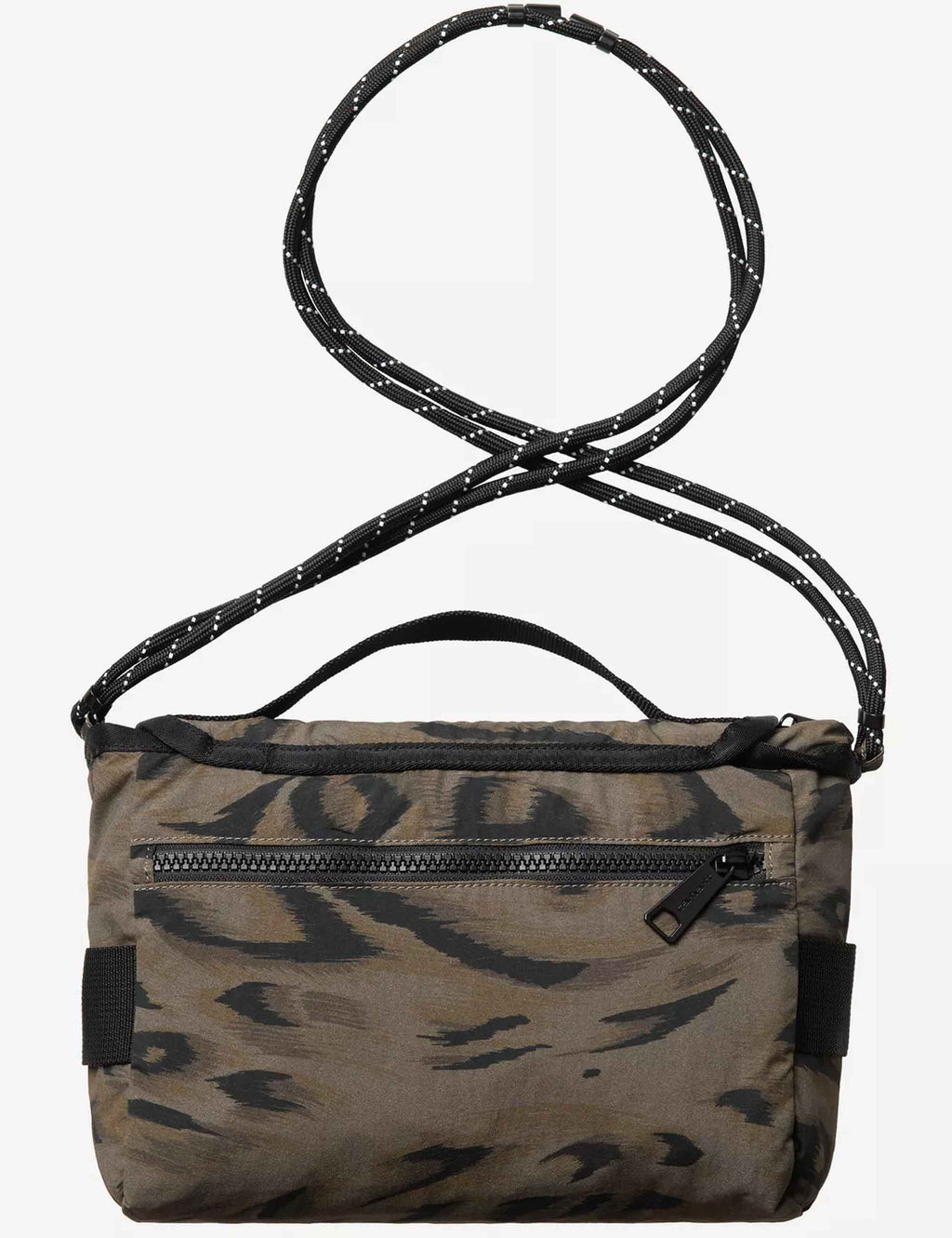 Travon duck-feather print shoulder bag, front zipper with side buckle strap