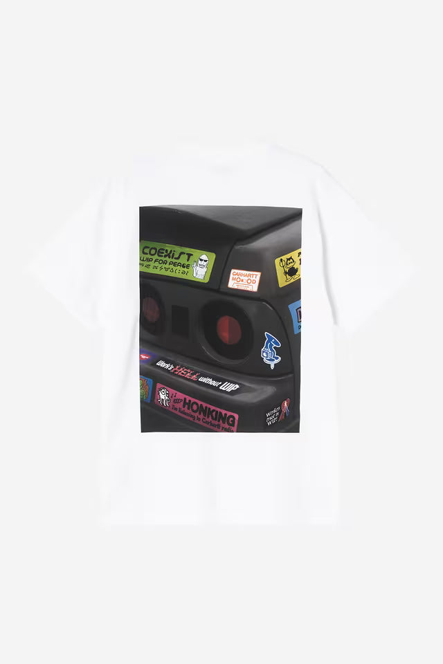 Carhartt WIP white bumper car graphic T-shirt, front view