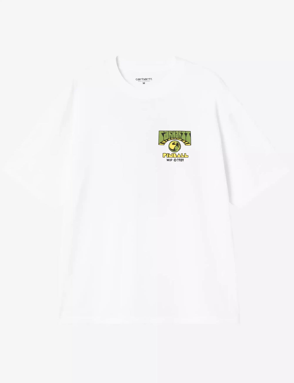 White T-shirt with small pinball logo on left chest